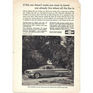 Bel Air Sport Coupe Chevrolet 1960s Vintage Print Ad 9 inch Tall